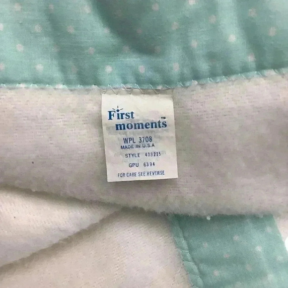 First Moments Baby Nursery Blanket Teddy Bear Balloon Polka Dots 35x43 - Picture 3 of 5